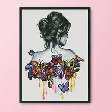 Load image into Gallery viewer, Butterfly Girl 11CT Stamped Cross Stitch Kit 30x40cm(canvas)
