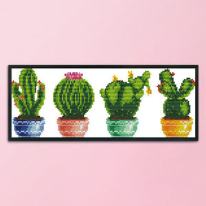 Cactus 11CT Stamped Cross Stitch Kit 44x20cm(canvas)