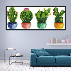 Cactus 11CT Stamped Cross Stitch Kit 44x20cm(canvas)