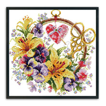 Load image into Gallery viewer, Lily Basket 11CT Stamped Cross Stitch Kit 40x40cm(canvas)
