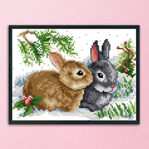 Rabbit 11CT Stamped Cross Stitch Kit 33x24cm(canvas)