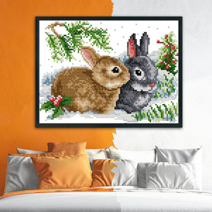 Rabbit 11CT Stamped Cross Stitch Kit 33x24cm(canvas)