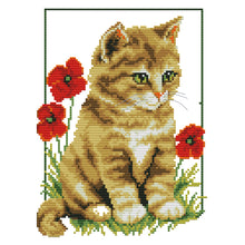 Load image into Gallery viewer, Cat 11CT Stamped Cross Stitch Kit 27x37cm(canvas)
