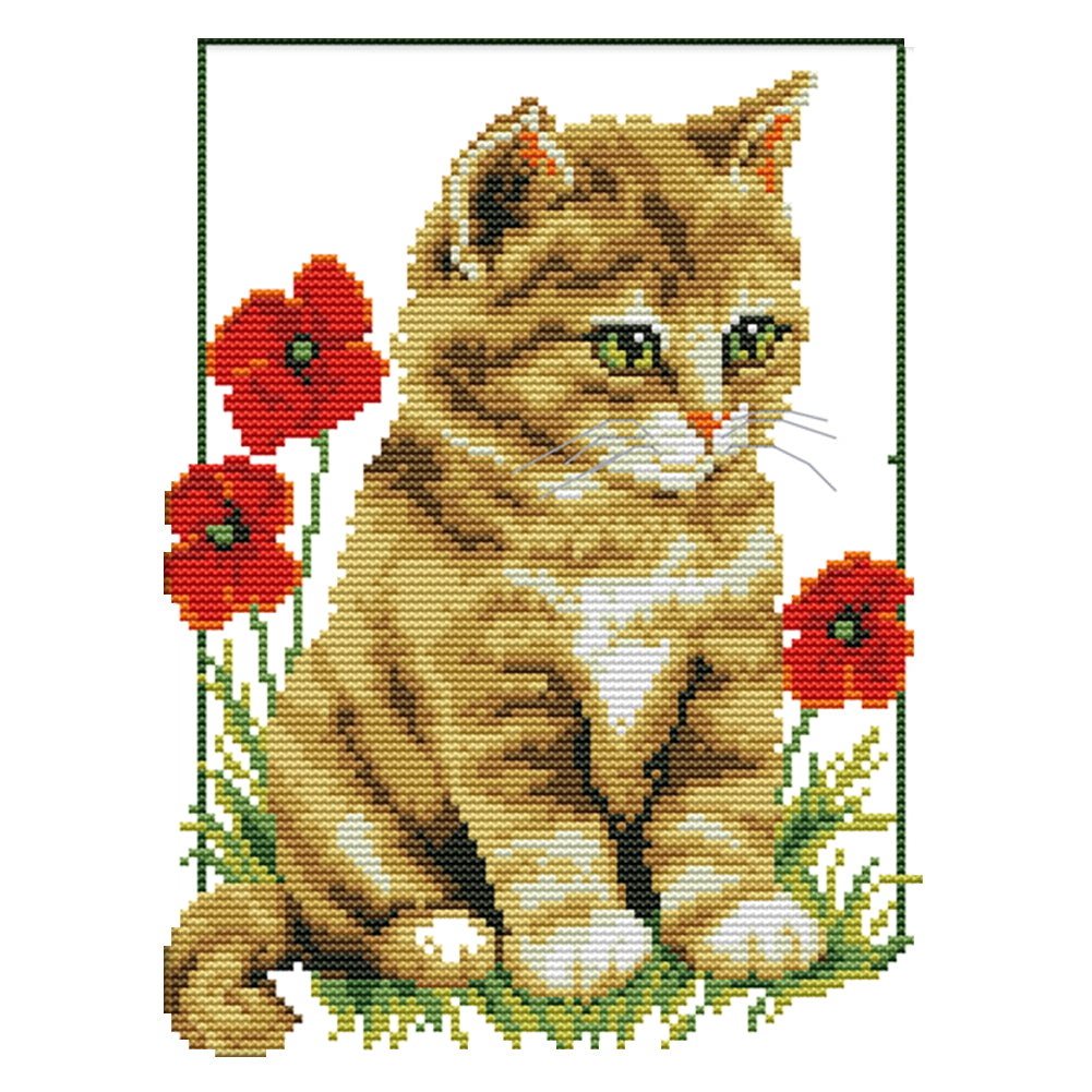 Cat 11CT Stamped Cross Stitch Kit 27x37cm(canvas)