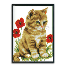 Load image into Gallery viewer, Cat 11CT Stamped Cross Stitch Kit 27x37cm(canvas)
