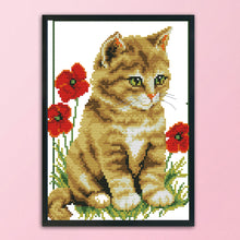 Load image into Gallery viewer, Cat 11CT Stamped Cross Stitch Kit 27x37cm(canvas)
