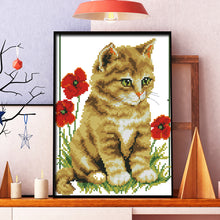 Load image into Gallery viewer, Cat 11CT Stamped Cross Stitch Kit 27x37cm(canvas)
