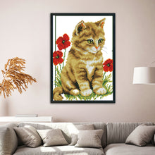 Load image into Gallery viewer, Cat 11CT Stamped Cross Stitch Kit 27x37cm(canvas)
