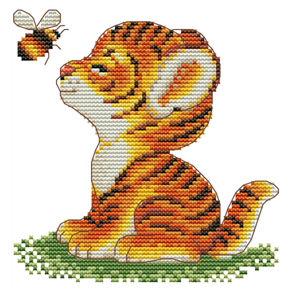 Small Tiger 11CT Stamped Cross Stitch Kit 23x24cm(canvas)