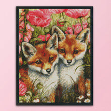 Load image into Gallery viewer, Two Foxes 11CT Stamped Cross Stitch Kit 45x55cm(canvas)
