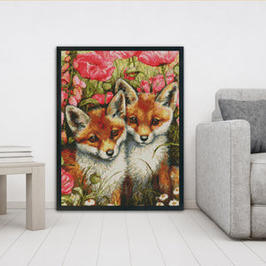 Two Foxes 11CT Stamped Cross Stitch Kit 45x55cm(canvas)