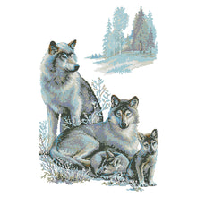 Load image into Gallery viewer, Wolf Family 11CT Stamped Cross Stitch Kit 57x81cm(canvas)
