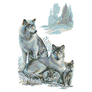 Wolf Family 11CT Stamped Cross Stitch Kit 57x81cm(canvas)