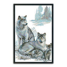 Load image into Gallery viewer, Wolf Family 11CT Stamped Cross Stitch Kit 57x81cm(canvas)
