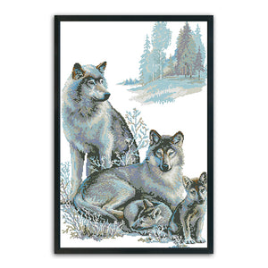 Wolf Family 11CT Stamped Cross Stitch Kit 57x81cm(canvas)