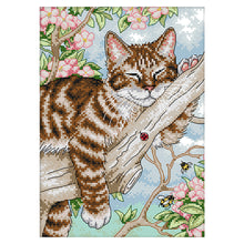 Load image into Gallery viewer, Cat 11CT Stamped Cross Stitch Kit 27x39cm(canvas)
