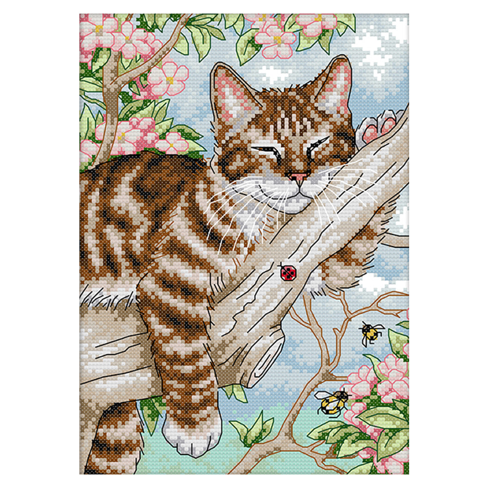 Cat 11CT Stamped Cross Stitch Kit 27x39cm(canvas)