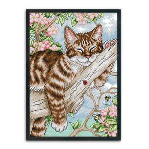 Cat 11CT Stamped Cross Stitch Kit 27x39cm(canvas)