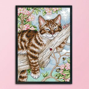 Cat 11CT Stamped Cross Stitch Kit 27x39cm(canvas)