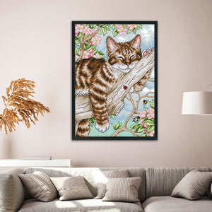 Cat 11CT Stamped Cross Stitch Kit 27x39cm(canvas)