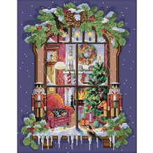 Load image into Gallery viewer, Christmas Window 11CT Stamped Cross Stitch Kit 45x55cm(canvas)
