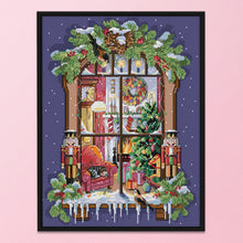 Load image into Gallery viewer, Christmas Window 11CT Stamped Cross Stitch Kit 45x55cm(canvas)
