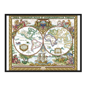 Old World Map 11CT Stamped Cross Stitch Kit 65x54cm(canvas)