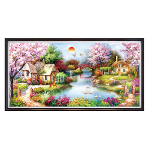 Garden Cottage 11CT Stamped Cross Stitch Kit 153x80cm(canvas)