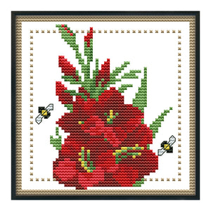 Flower 11CT Stamped Cross Stitch Kit 21x21cm(canvas)