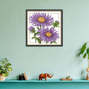 Flower 11CT Stamped Cross Stitch Kit 21x21cm(canvas)