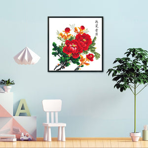 Peony 11CT Stamped Cross Stitch Kit 60x60cm(canvas)