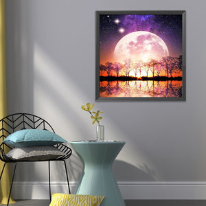 Moon Tree 11CT Stamped Cross Stitch Kit 40x40cm(canvas)