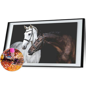 Two Horses 100x50cm(canvas) Full Round Drill Diamond Painting