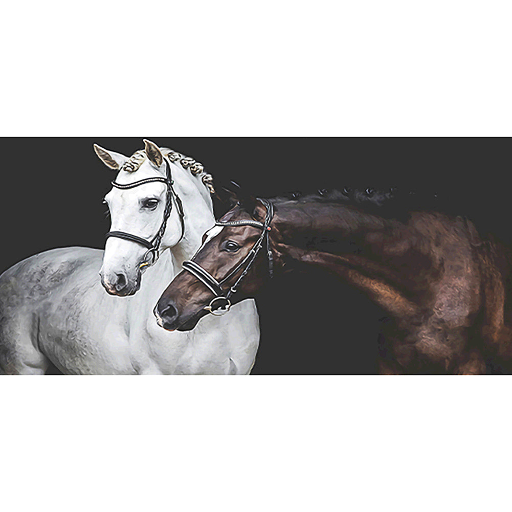 Two Horses 100x50cm(canvas) Full Round Drill Diamond Painting
