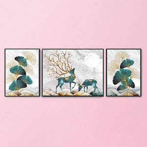 3 Panel Deer 11CT Stamped Cross Stitch Kit 137x53cm(canvas)