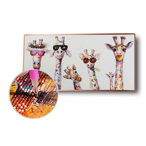 Funny Giraffe Color 85x45cm(canvas) Full Round Drill Diamond Painting