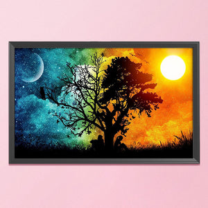 Sunset Tree 11CT Stamped Cross Stitch Kit 35x50cm(canvas)