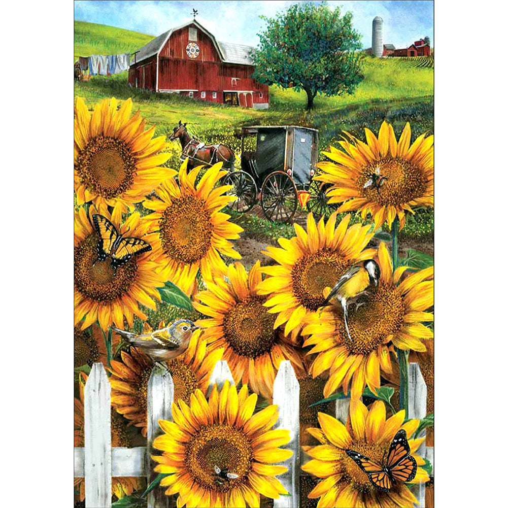 Garden Sunflower 11CT Stamped Cross Stitch Kit 36x46cm(canvas)