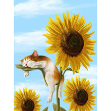 Load image into Gallery viewer, Sunflower Cat 11CT Stamped Cross Stitch Kit 36x46cm(canvas)
