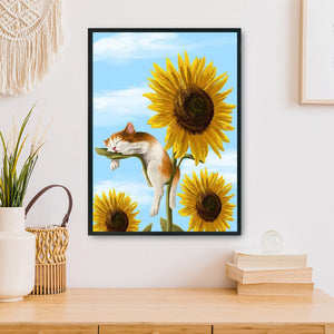 Sunflower Cat 11CT Stamped Cross Stitch Kit 36x46cm(canvas)