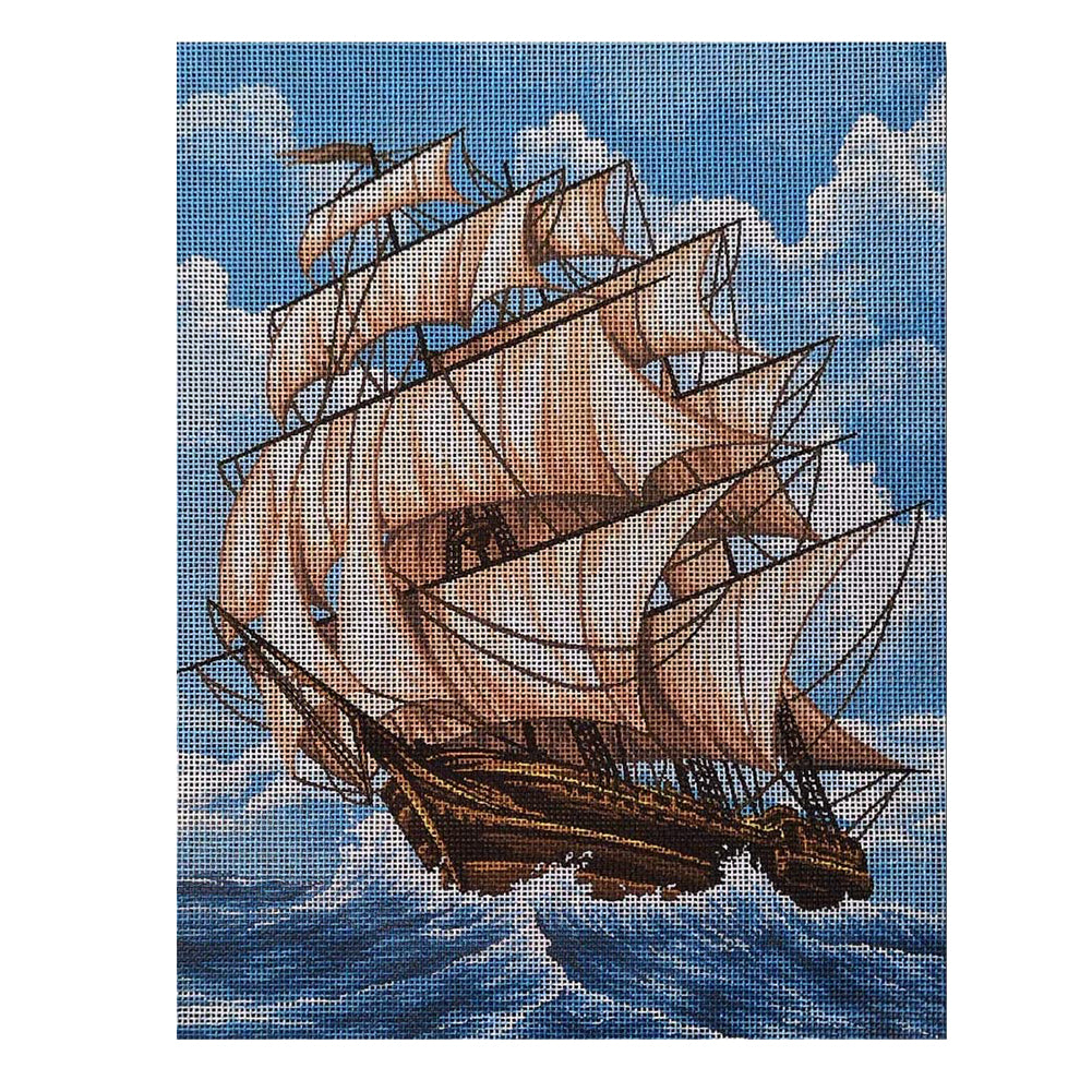 Sailboat 11CT Stamped Cross Stitch Kit 23x 30 cm(canvas)