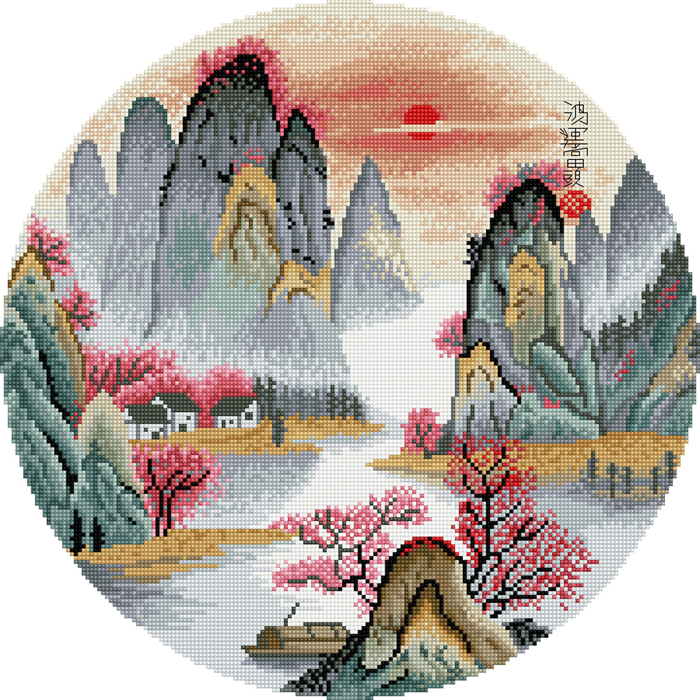 Landscape 11CT Stamped Cross Stitch Kit 50x50cm(canvas)