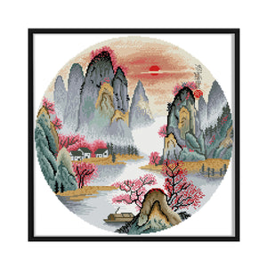 Landscape 11CT Stamped Cross Stitch Kit 50x50cm(canvas)