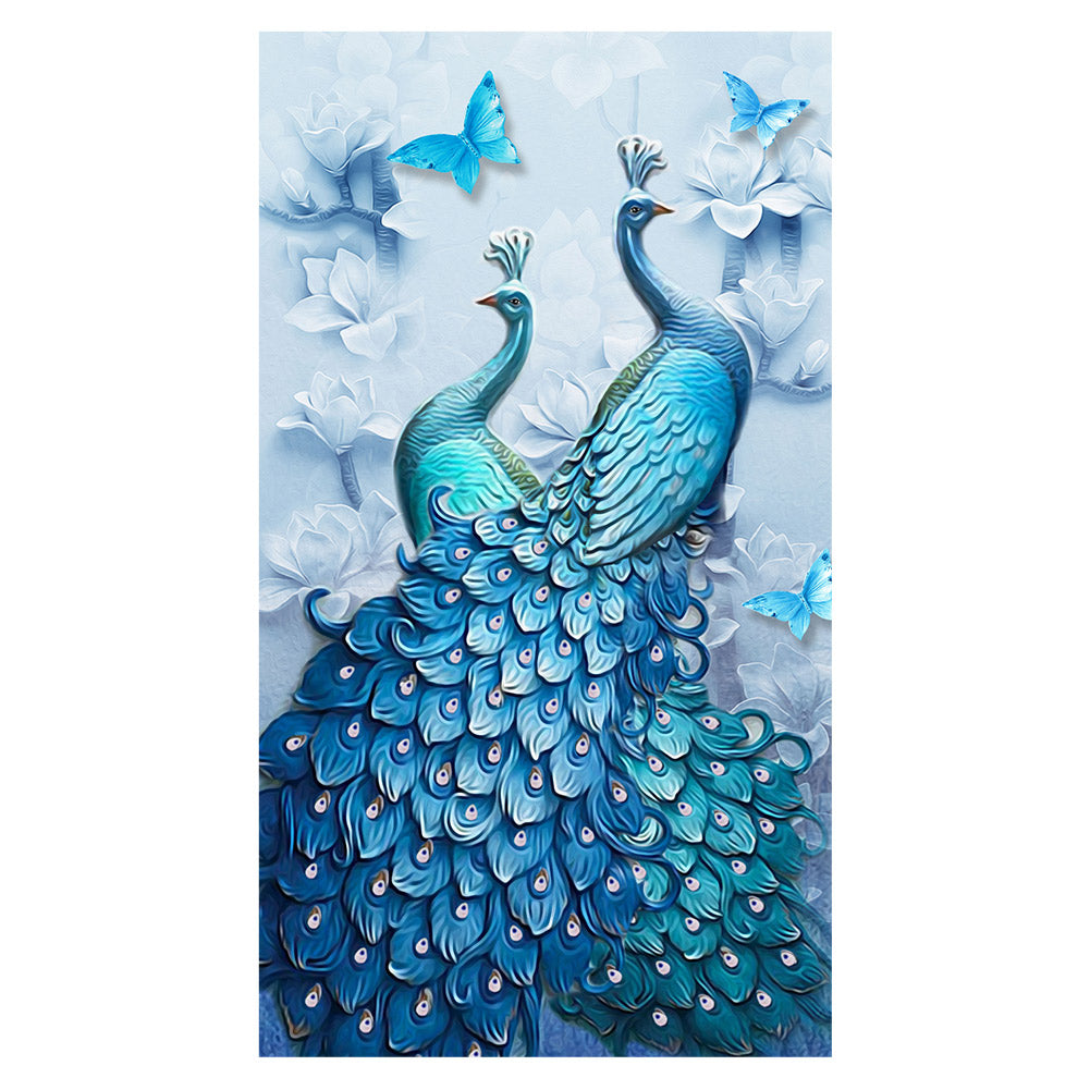 Blue Peafowl 11CT Stamped Cross Stitch Kit 60x100cm(canvas)