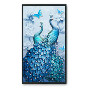 Blue Peafowl 11CT Stamped Cross Stitch Kit 60x100cm(canvas)