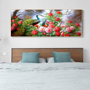 Peacock Peony 100x50cm(canvas) Full Round Drill Diamond Painting