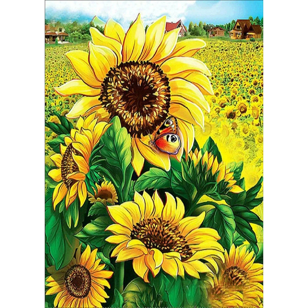 Sunflower 14CT Stamped Cross Stitch Kit 46x36cm(canvas)