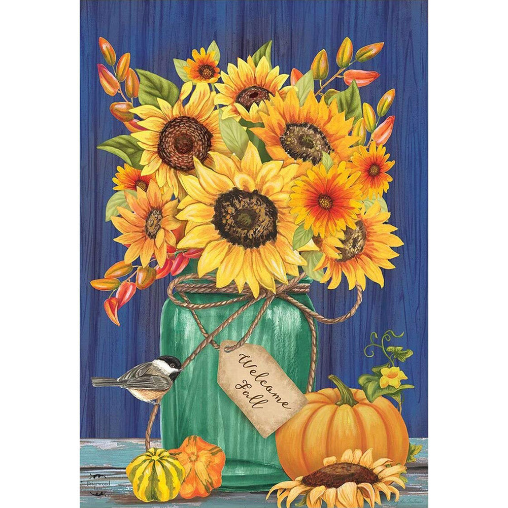 Sunflower 14CT Stamped Cross Stitch Kit 46x36cm(canvas)