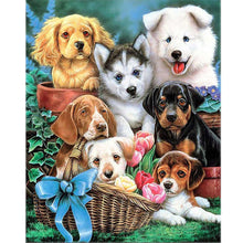 Load image into Gallery viewer, Puppies 14CT Stamped Cross Stitch Kit 46x36cm(canvas)
