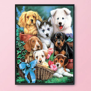 Puppies 14CT Stamped Cross Stitch Kit 46x36cm(canvas)